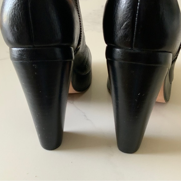 Anthropologie Gee WaWa Black Caged Vamp Leather Open Toe Platform Booties Size 7 - Picture 9 of 11